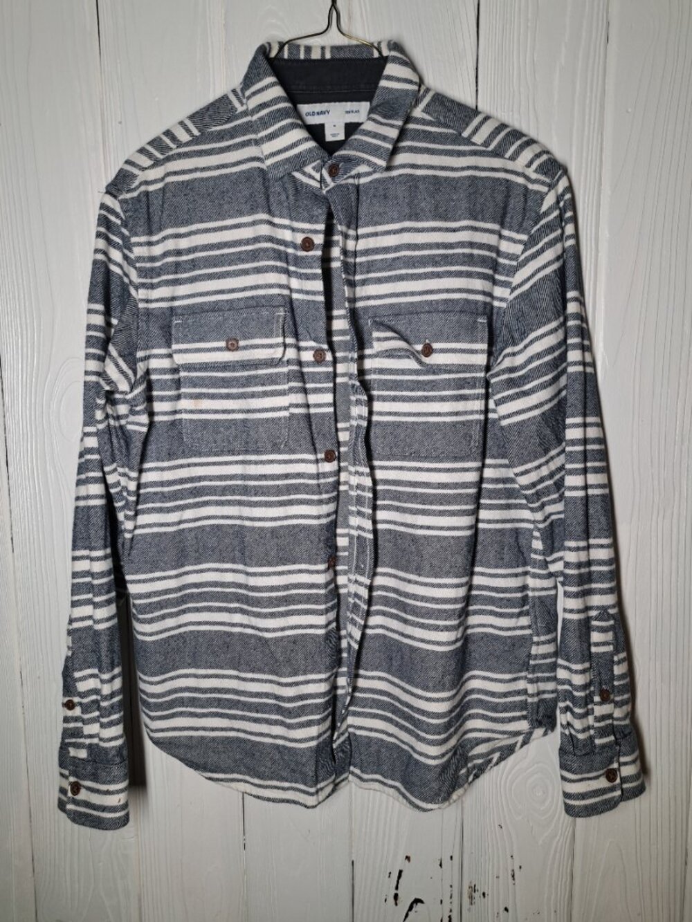 Old Navy Button Up Striped Blue and White Short for Men
